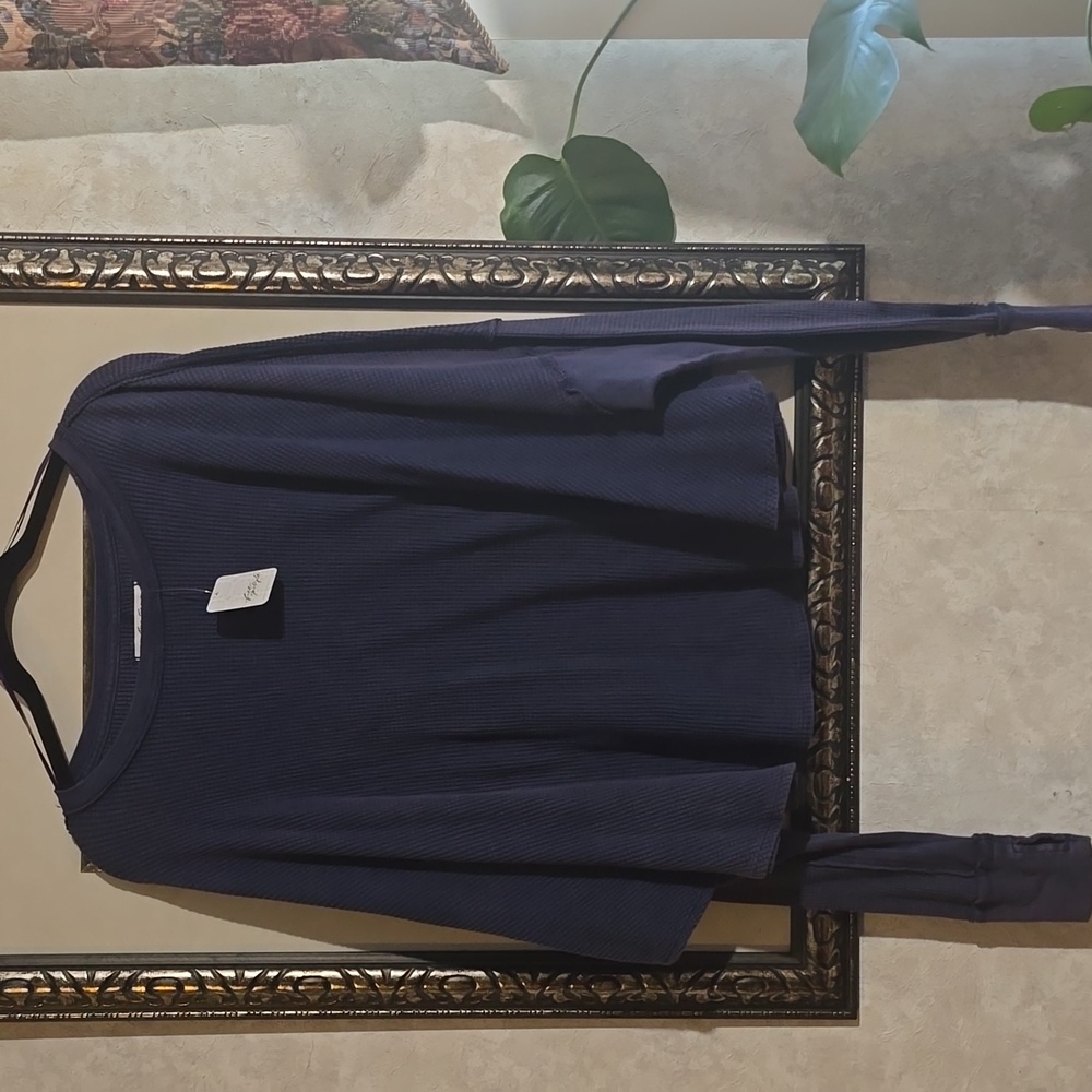 #256. NWT Free People We The Free Microphone Drop Thermal In Navy/marin - Picture 4 of 7